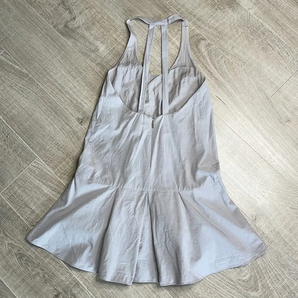 BIRD JUICY COUTURE Gray Strappy Sleeveless Mini Dress Zipper Pockets Women’s XS